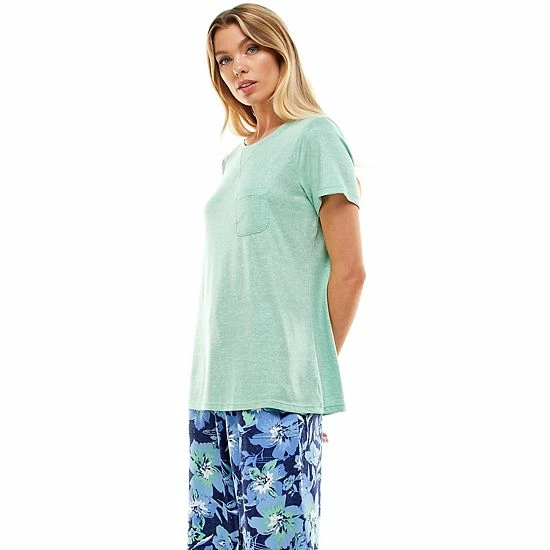 Women's Croft & Barrow® Whisperluxe Pajama Tee With Pocket Blue Heather - Image 3