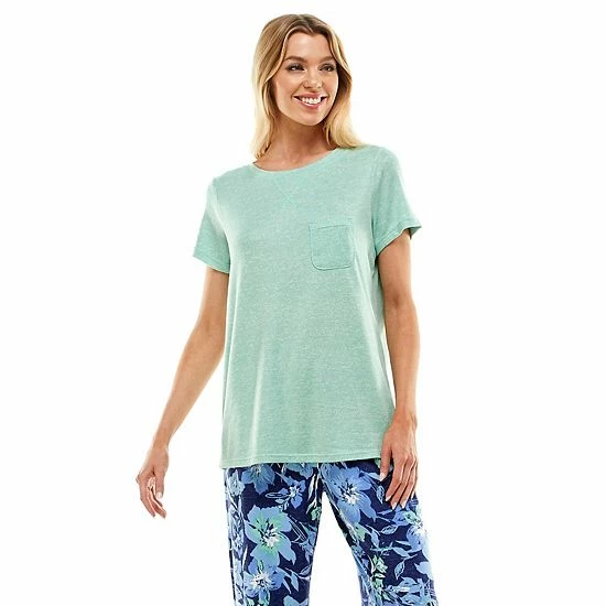 Women's Croft & Barrow® Whisperluxe Pajama Tee With Pocket Blue Heather - Image 5