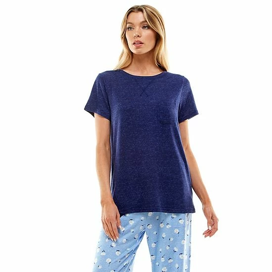 Women's Croft & Barrow® Whisperluxe Pajama Tee With Pocket Blue Heather - Image 6