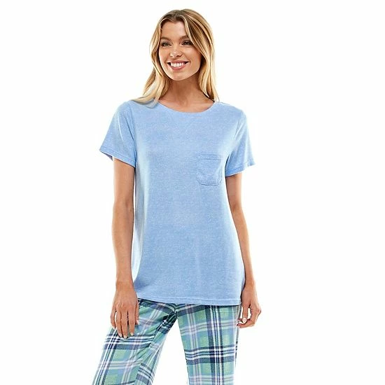 Women's Croft & Barrow® Whisperluxe Pajama Tee With Pocket Blue Heather - Image 7