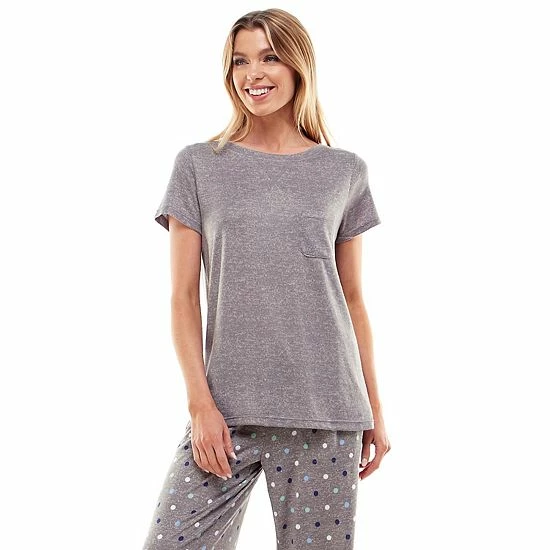 Women's Croft & Barrow® Whisperluxe Pajama Tee With Pocket Blue Heather - Image 8