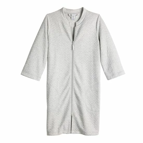 Women's Croft & Barrow® Quilted Zipper Duster Grey Heather - Image 3