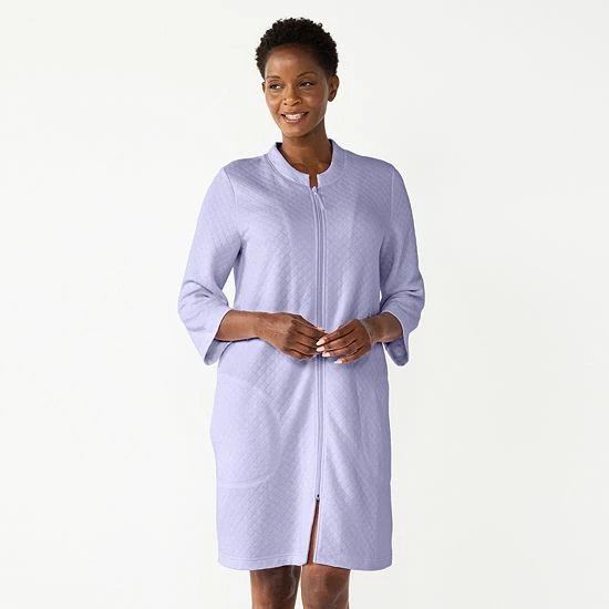 Women's Croft & Barrow® Quilted Zipper Duster Grey Heather - Image 4