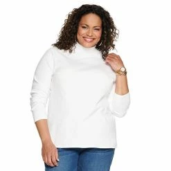 Plus Size Croft & Barrow® Essential Mockneck Top Black Medalliion