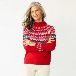 Women's Croft & Barrow® Fair Isle Sweater Navy Fair Isle