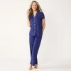 Women's Croft & Barrow® Short Sleeve Pajama Shirt & Pajama Pants Sleep Set Navy Dots