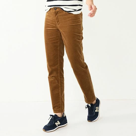 Petite Croft & Barrow® Straight-Leg Corduroy Pants Pine