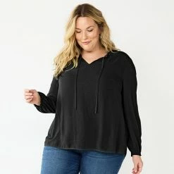 Plus Size Croft & Barrow® Tiered Textured Blouse Egret