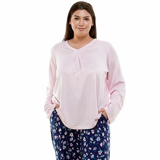 Plus Size Croft & Barrow® Whisperluxe Long Sleeve Pajama Top Heather Navy - Image 6