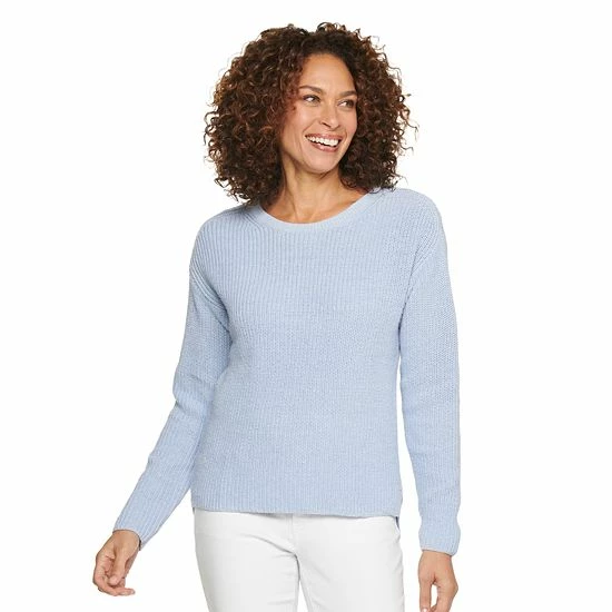 Petite Croft & Barrow® Shaker Stitch Pullover Sweater Yellow Stripe - Image 2