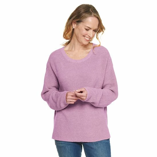 Petite Croft & Barrow® Shaker Stitch Pullover Sweater Yellow Stripe - Image 3