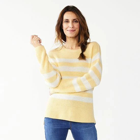 Petite Croft & Barrow® Shaker Stitch Pullover Sweater Yellow Stripe - Image 5