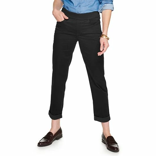 Petite Croft & Barrow® Pull-On Girlfriend Jeans Black - Image 2