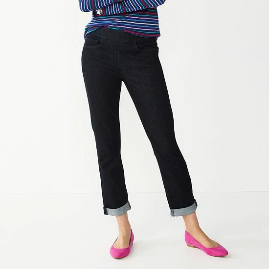 Petite Croft & Barrow® Pull-On Girlfriend Jeans Black - Image 5