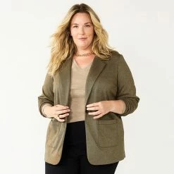 Plus Size Croft & Barrow® Comfort Stretch Blazer Navy