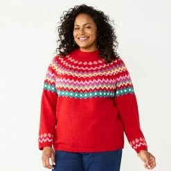 Plus Size Croft & Barrow® Fair Isle Sweater Navy Fair Isle -Croft & BarrowSales unnamed file 1801