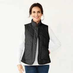 Petite Croft & Barrow® Quilted Vest Brown