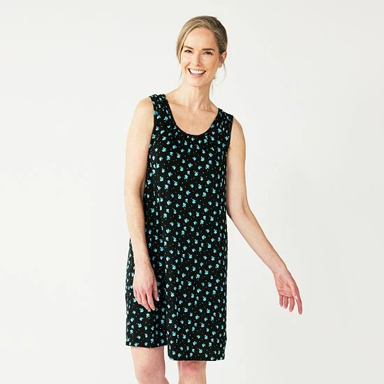 Women's Croft & Barrow® Sleeveless Nightgown Teal Geo - Image 7