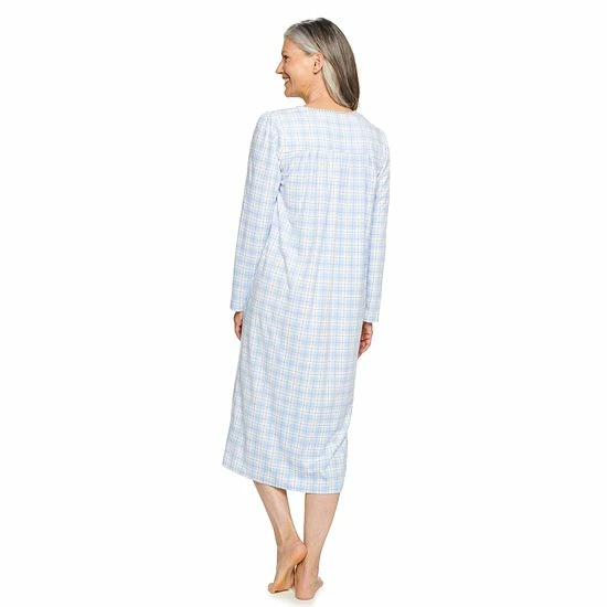 Petite Croft & Barrow® Long Sleeve Velour Nightgown Navy Floral - Image 2