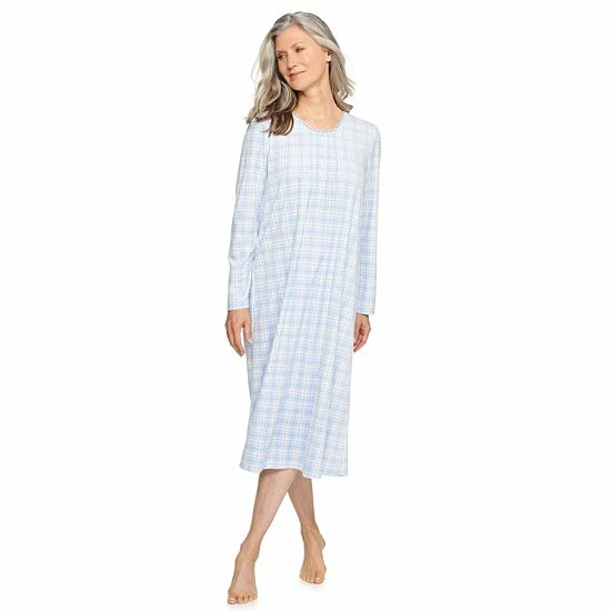 Petite Croft & Barrow® Long Sleeve Velour Nightgown Navy Floral - Image 7