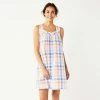 Women's Croft & Barrow® Cotton Woven Nightgown Peach And Blue Check