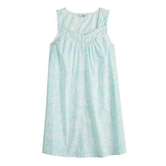 Women's Croft & Barrow® Cotton Woven Nightgown Peach And Blue Check - Image 3