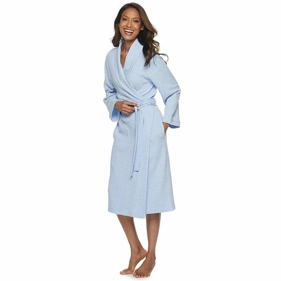 Women's Croft & Barrow® Waffle-Knit Long Shawl-Collar Robe Pink - Image 4