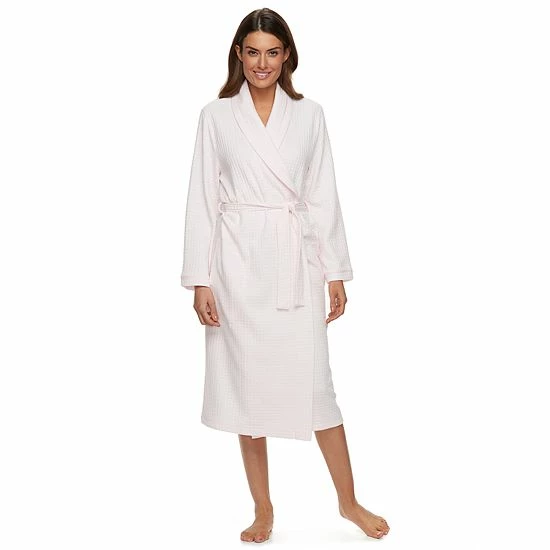 Women's Croft & Barrow® Waffle-Knit Long Shawl-Collar Robe Pink - Image 5