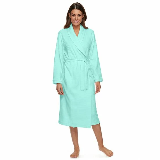 Women's Croft & Barrow® Waffle-Knit Long Shawl-Collar Robe Pink - Image 6