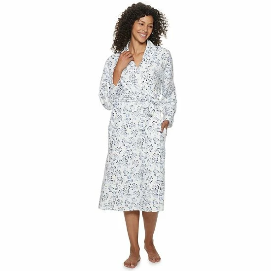 Women's Croft & Barrow® Waffle-Knit Long Shawl-Collar Robe Pink - Image 10