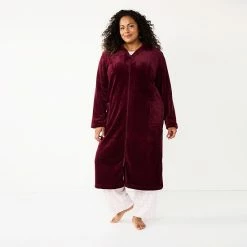 Plus Size Croft & Barrow® Plush Zip Lounge Robe Peri