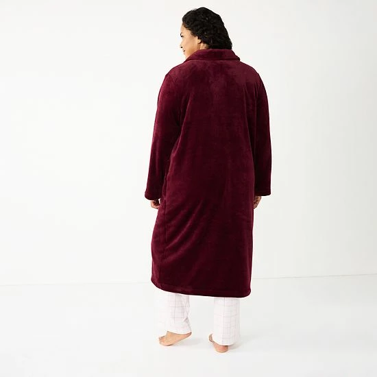 Plus Size Croft & Barrow® Plush Zip Lounge Robe Peri - Image 2