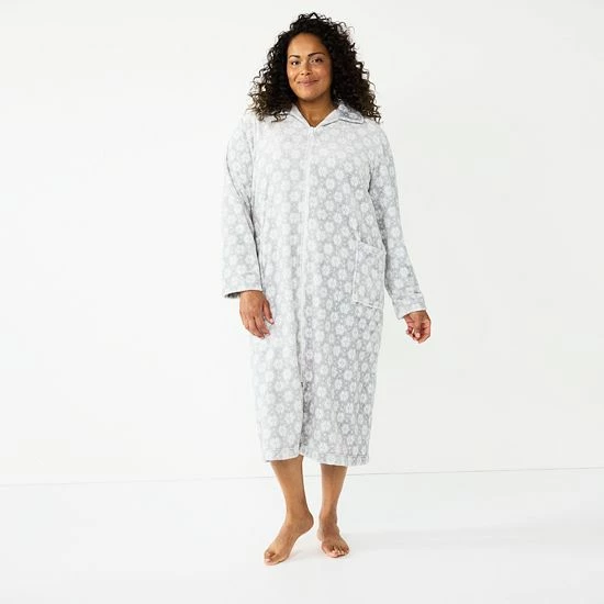Plus Size Croft & Barrow® Plush Zip Lounge Robe Peri - Image 5