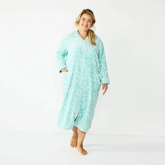 Plus Size Croft & Barrow® Plush Zip Lounge Robe Peri - Image 7