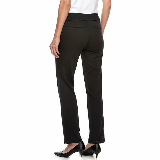 Women's Croft & Barrow® Effortless Stretch Pull-On Straight Pants Black Grey Plaid - Image 3
