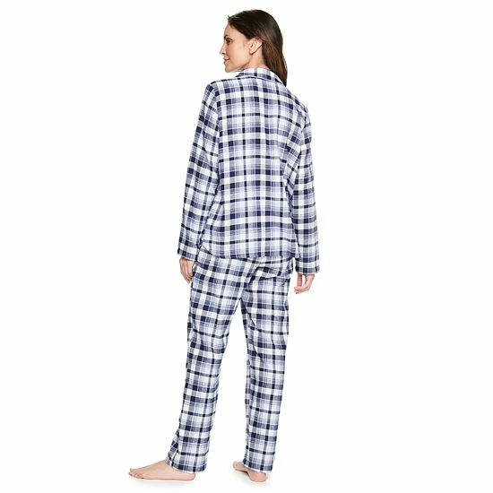 Petite Croft & Barrow® Flannel Pajama Shirt & Pajama Pants Set Red Plaid - Image 2