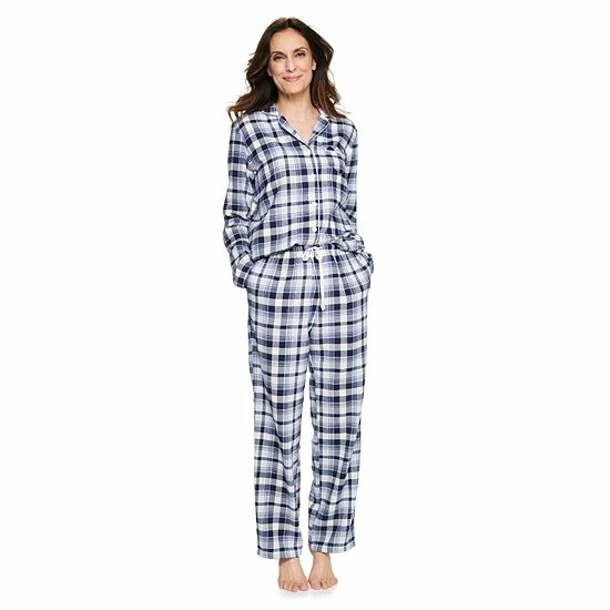 Petite Croft & Barrow® Flannel Pajama Shirt & Pajama Pants Set Red Plaid - Image 3
