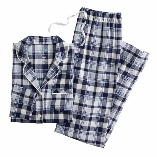 Petite Croft & Barrow® Flannel Pajama Shirt & Pajama Pants Set Red Plaid - Image 5