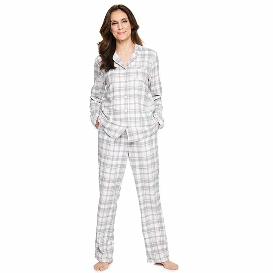 Petite Croft & Barrow® Flannel Pajama Shirt & Pajama Pants Set Red Plaid - Image 6