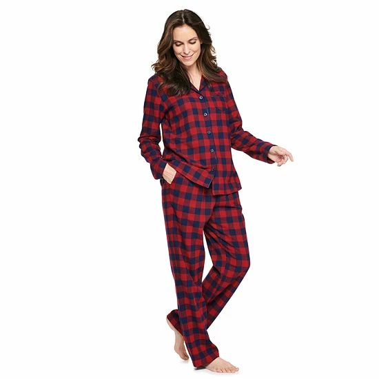 Petite Croft & Barrow® Flannel Pajama Shirt & Pajama Pants Set Red Plaid - Image 9