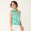 Women's Croft & Barrow® Sleeveless Linen Blend Shirt Teal Palm