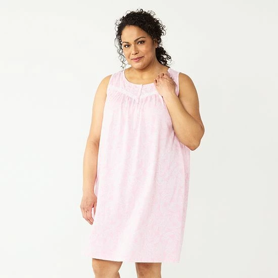 Plus Size Croft & Barrow® Sleeveless Nightgown White Blue Floral - Image 6