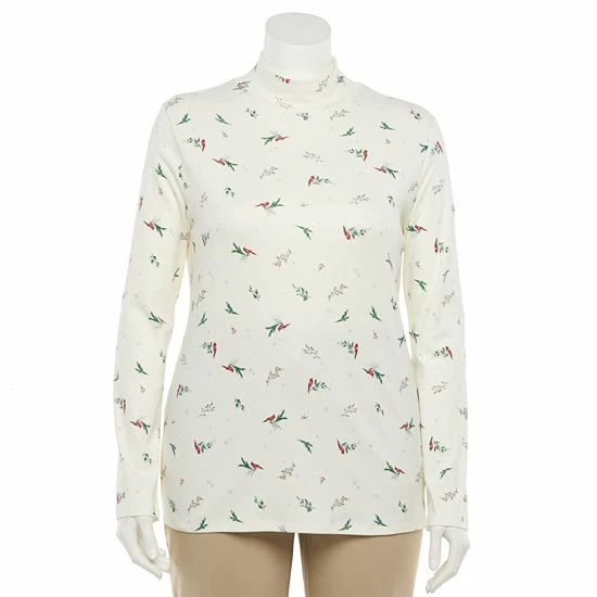 Plus Size Croft & Barrow® Essential Long Sleeve Mockneck Top Red Buffalo Check - Image 7