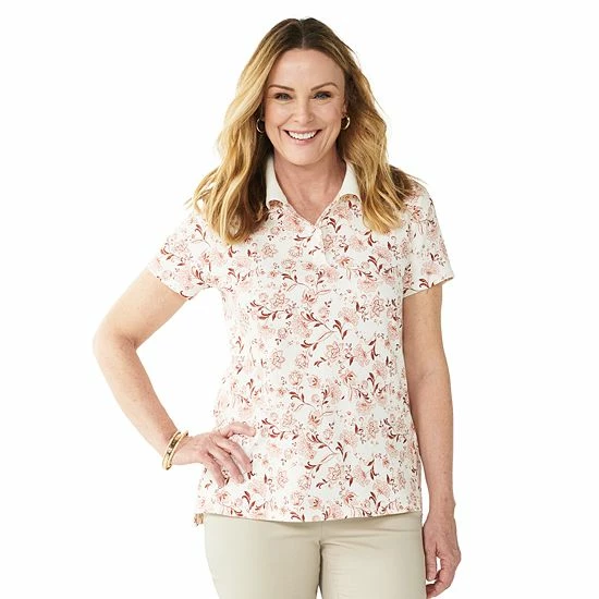 Women's Croft & Barrow® Essential Extra-Soft Polo Shirt Midland Green - Image 5