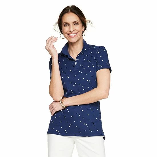 Women's Croft & Barrow® Essential Extra-Soft Polo Shirt Midland Green - Image 6