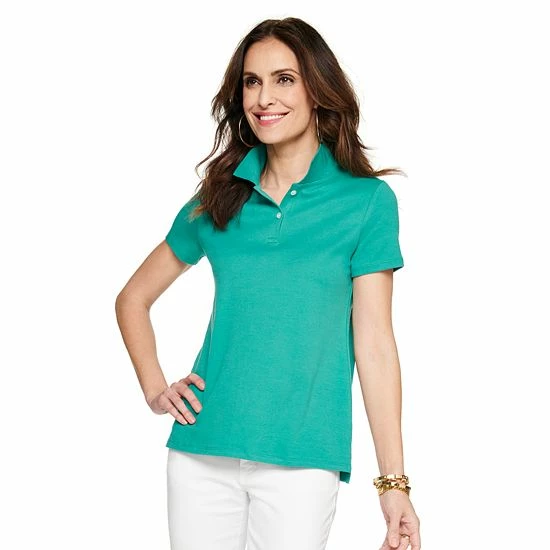 Women's Croft & Barrow® Essential Extra-Soft Polo Shirt Midland Green - Image 9