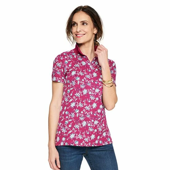 Women's Croft & Barrow® Essential Extra-Soft Polo Shirt Midland Green - Image 11