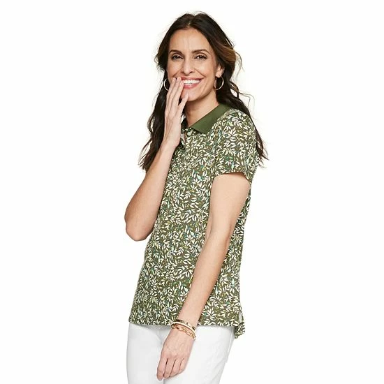 Women's Croft & Barrow® Essential Extra-Soft Polo Shirt Midland Green - Image 12