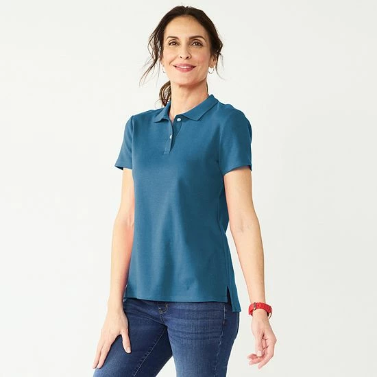 Women's Croft & Barrow® Essential Extra-Soft Polo Shirt Midland Green - Image 17