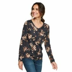 Women's Croft & Barrow® Essential Long Sleeve V-Neck Tee White Stripe -Croft & BarrowSales unnamed file 225